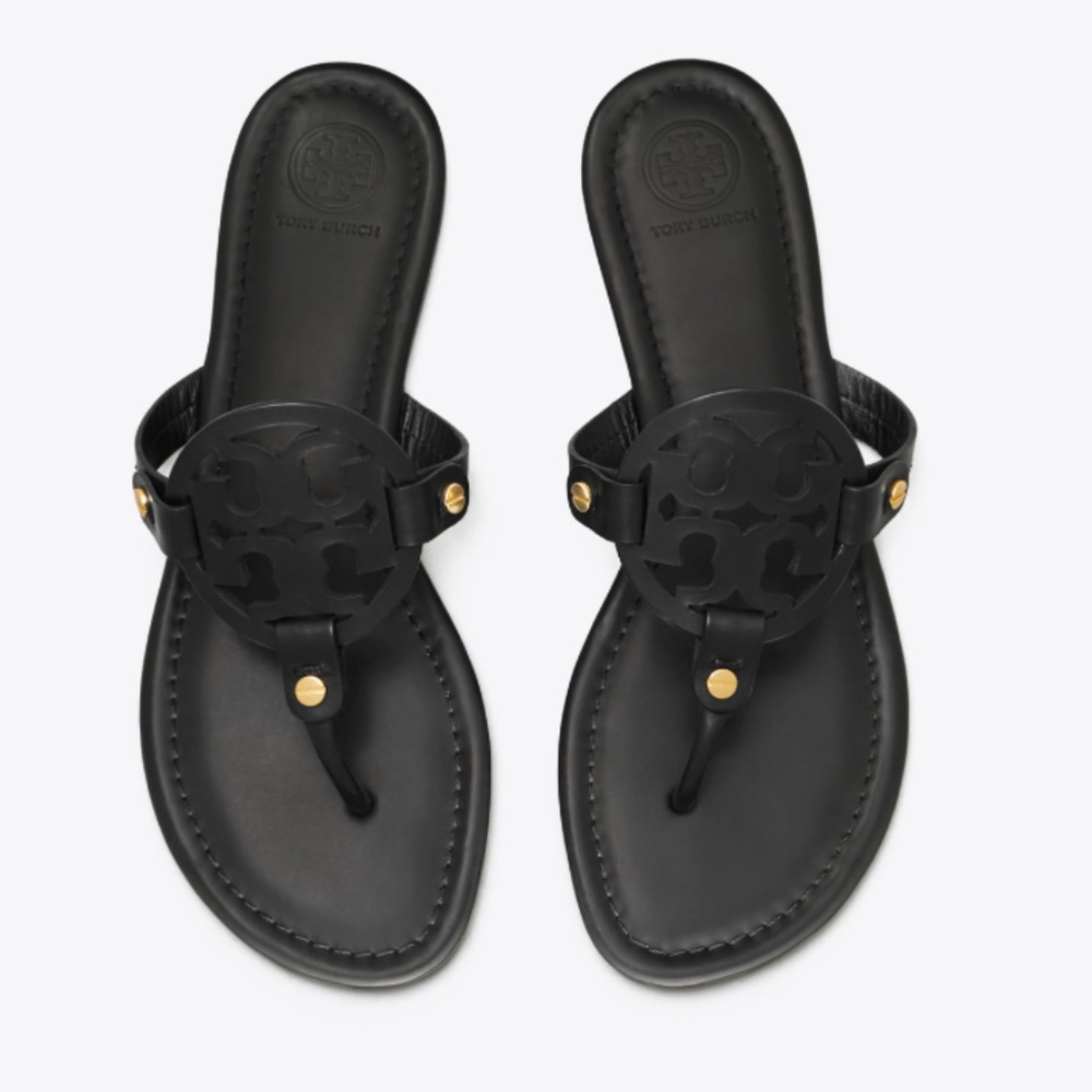 Tory Burch Black Leather Miller Sandals